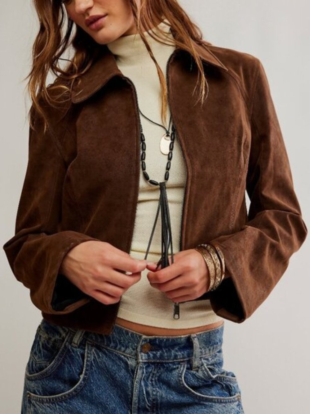 Free People We The Free River Vegan Suede Jacket / Double Espresso NWT